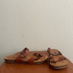 Yokono Womens Ibiza Brown Leather Thong Sandals Slip On Size 9 Made in Spain